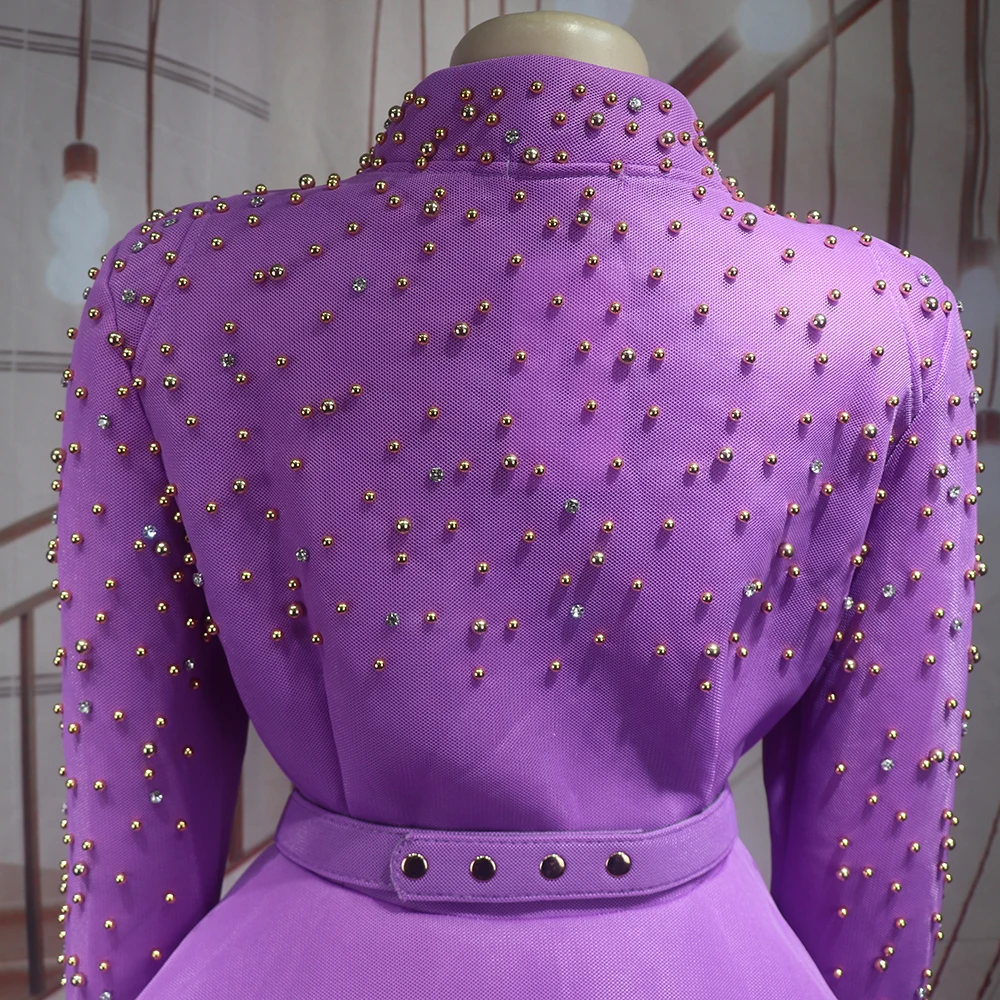 Luxury Women's Elegant Dress Suit Mesh Fabric Turkey Dresses for Women Luxury Rhinestone African Dress
