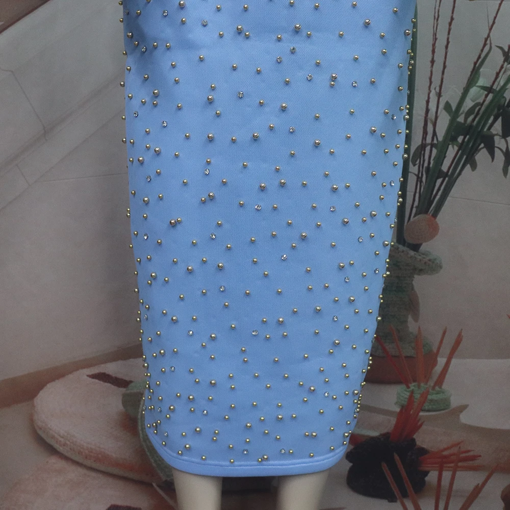 Luxury Women's Elegant Dress Suit Mesh Fabric Turkey Dresses for Women Luxury Rhinestone African Dress