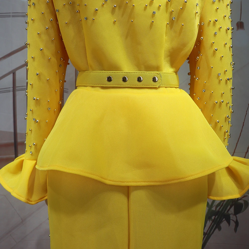 Luxury Women's Elegant Dress Suit Mesh Fabric Turkey Dresses for Women Luxury Rhinestone African Dress