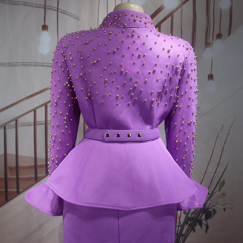 Luxury Women's Elegant Dress Suit Mesh Fabric Turkey Dresses for Women Luxury Rhinestone African Dress