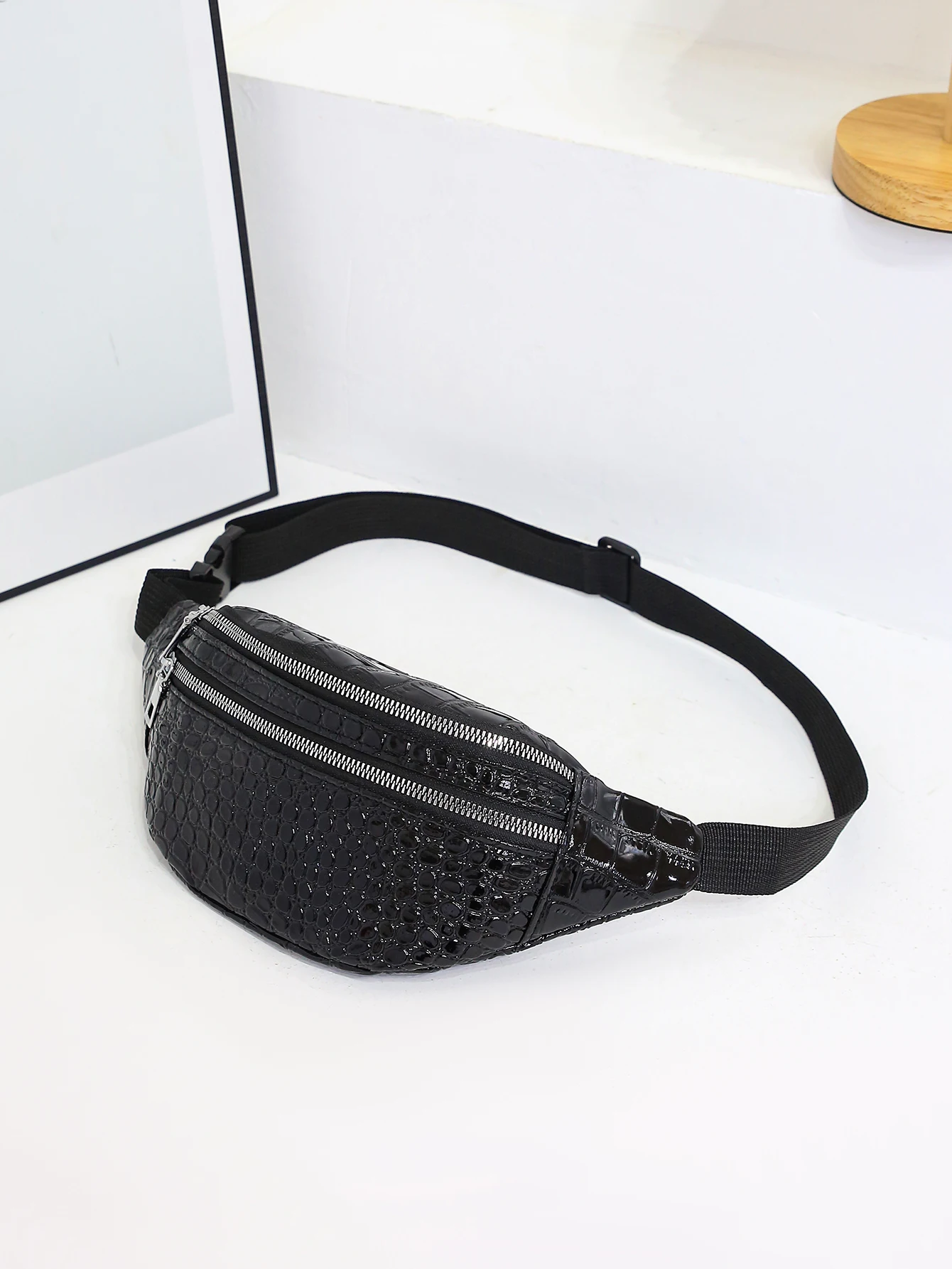 Crocodile Pattern Waist Bag Chest Bag Waterproof Highlight Fanny Pack Shoulder Messenger Bag Outdoor Sports Running Phone Bag