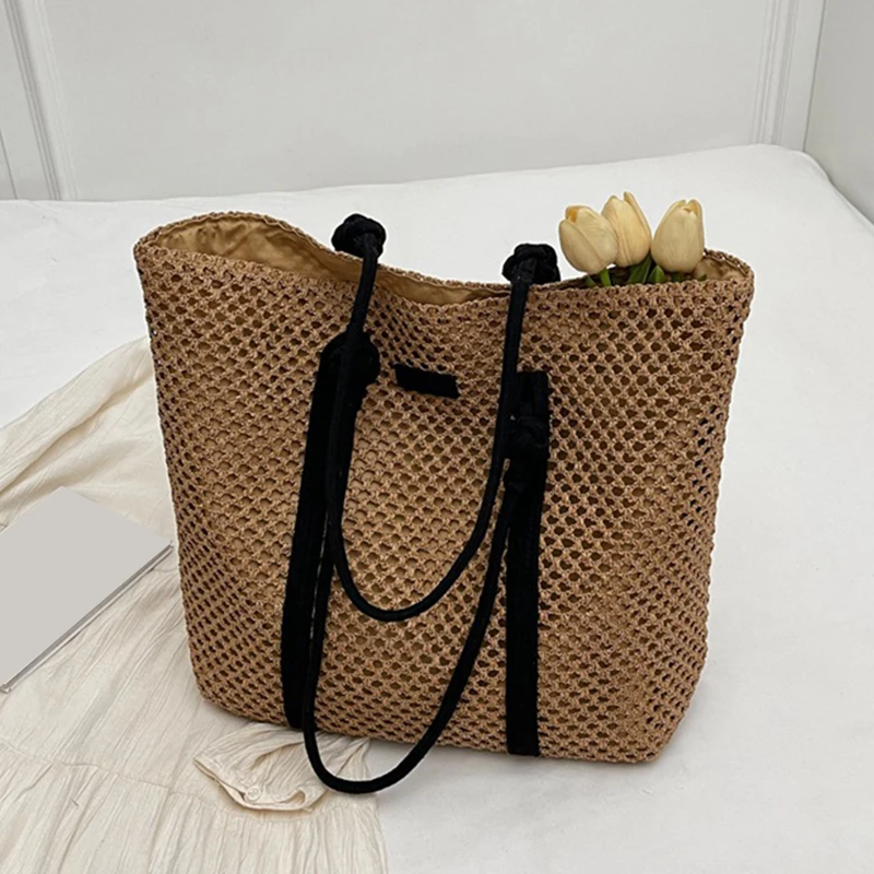 Summer Big Straw Bag For Women Large Capacity Woven Handbag Travel Holiday Beach Bag Casual Shopper Tote Bag Purse bolsa