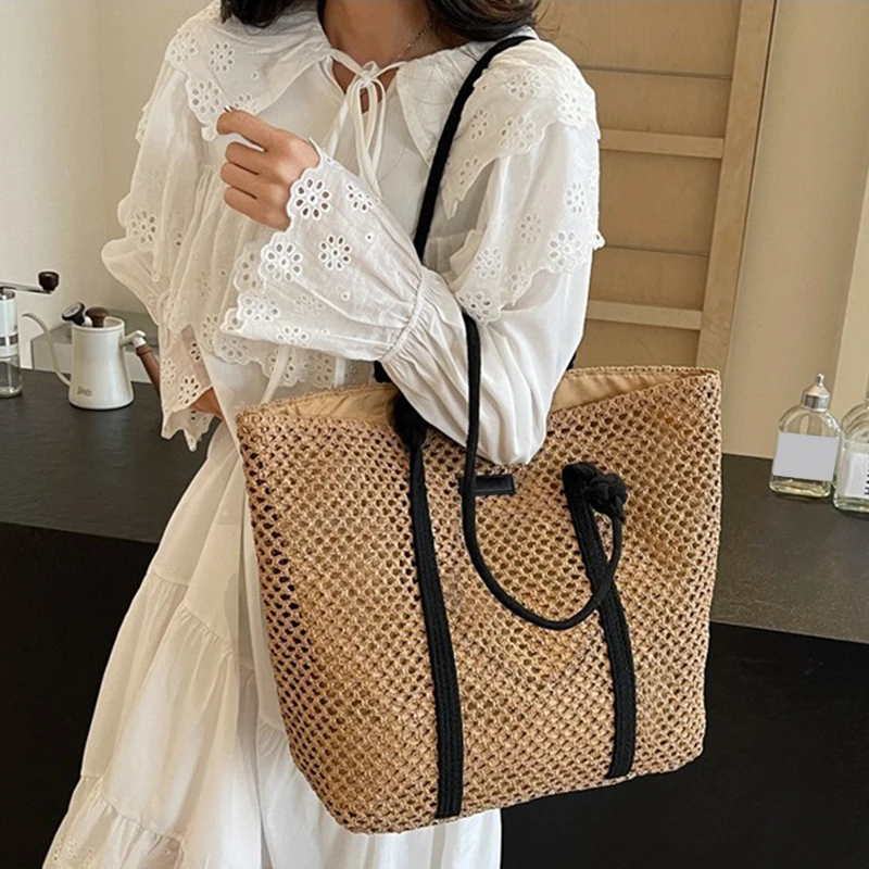 Summer Big Straw Bag For Women Large Capacity Woven Handbag Travel Holiday Beach Bag Casual Shopper Tote Bag Purse bolsa