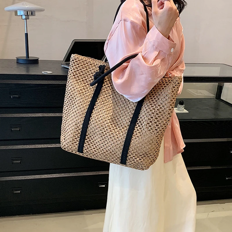 Summer Big Straw Bag For Women Large Capacity Woven Handbag Travel Holiday Beach Bag Casual Shopper Tote Bag Purse bolsa