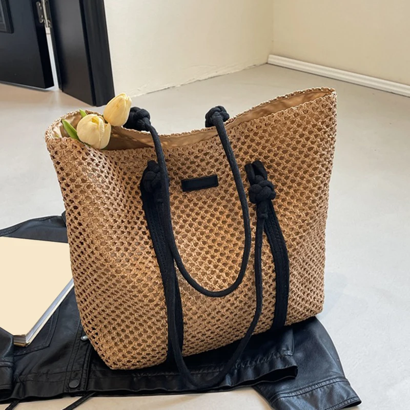 Summer Big Straw Bag For Women Large Capacity Woven Handbag Travel Holiday Beach Bag Casual Shopper Tote Bag Purse bolsa