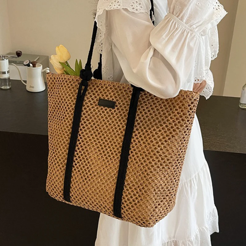 Summer Big Straw Bag For Women Large Capacity Woven Handbag Travel Holiday Beach Bag Casual Shopper Tote Bag Purse bolsa