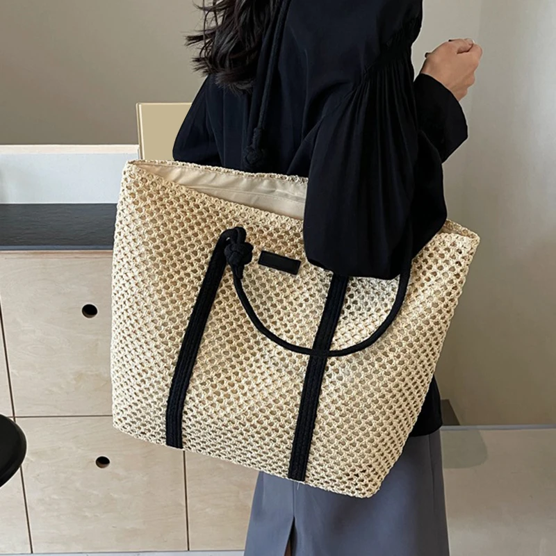 Summer Big Straw Bag For Women Large Capacity Woven Handbag Travel Holiday Beach Bag Casual Shopper Tote Bag Purse bolsa