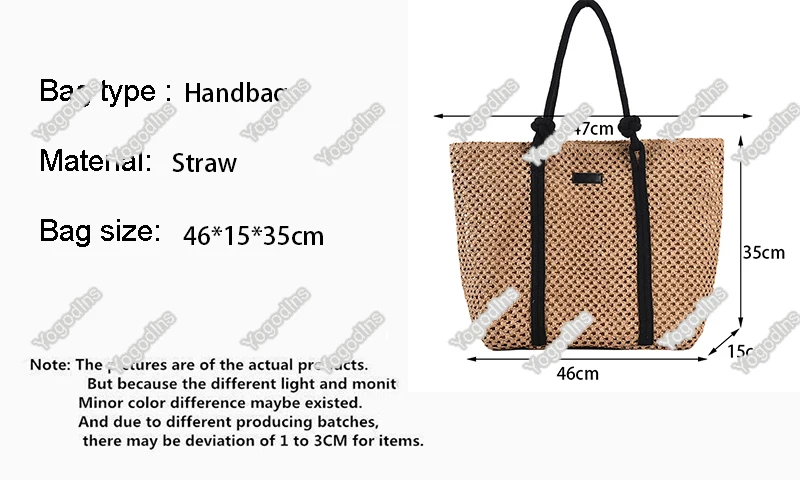 Summer Big Straw Bag For Women Large Capacity Woven Handbag Travel Holiday Beach Bag Casual Shopper Tote Bag Purse bolsa