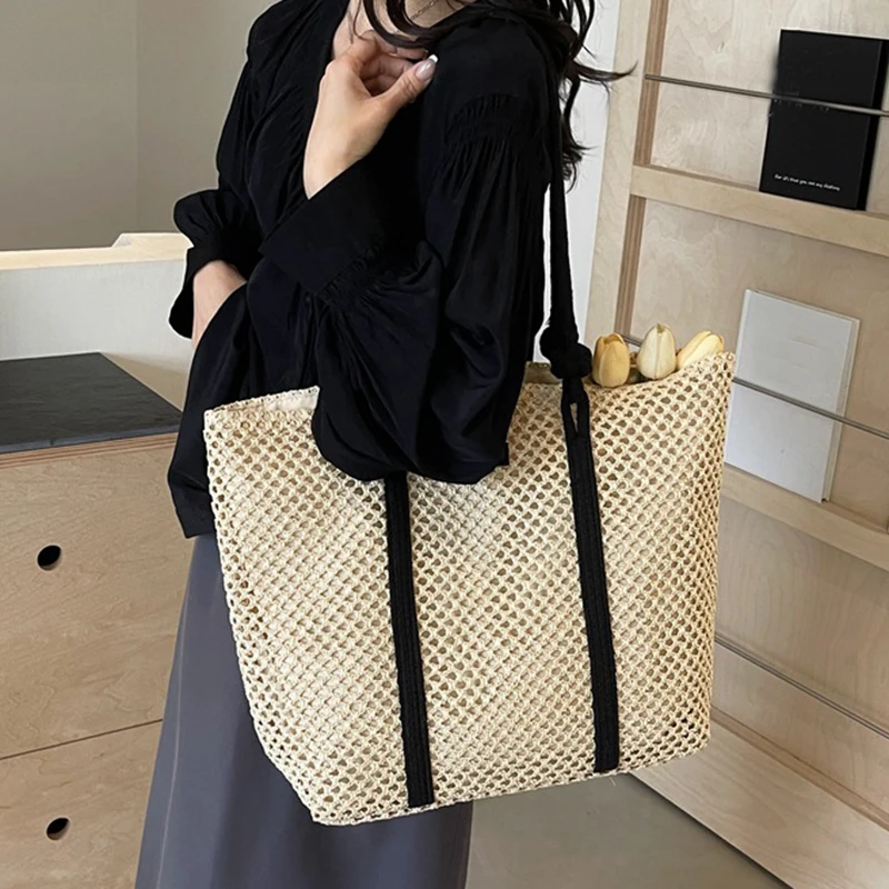 Summer Big Straw Bag For Women Large Capacity Woven Handbag Travel Holiday Beach Bag Casual Shopper Tote Bag Purse bolsa