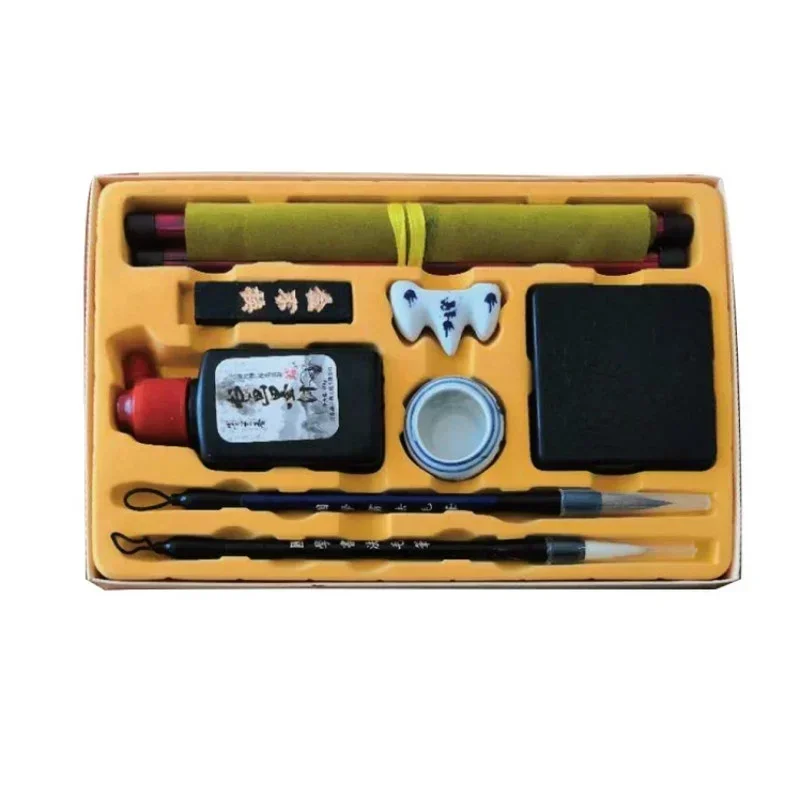 10 Pcs/Set Chinese Calligraphy and Painting Kids Art Gift The Scholar's Four Jewels Brush Copybook Writing Calligraphy Ink Paper