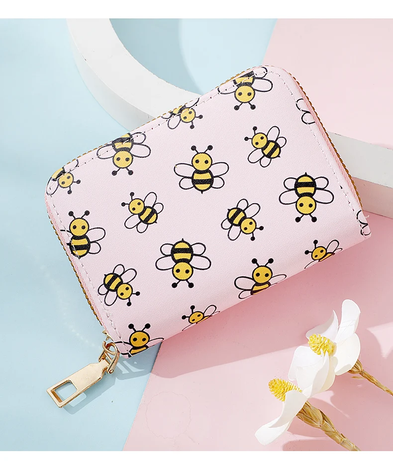 Multi Card Slot Holder Exquisite Small Girl Fashion Zipper Coin Identity Credit Card Holder PU Leather Women's Coin Purse