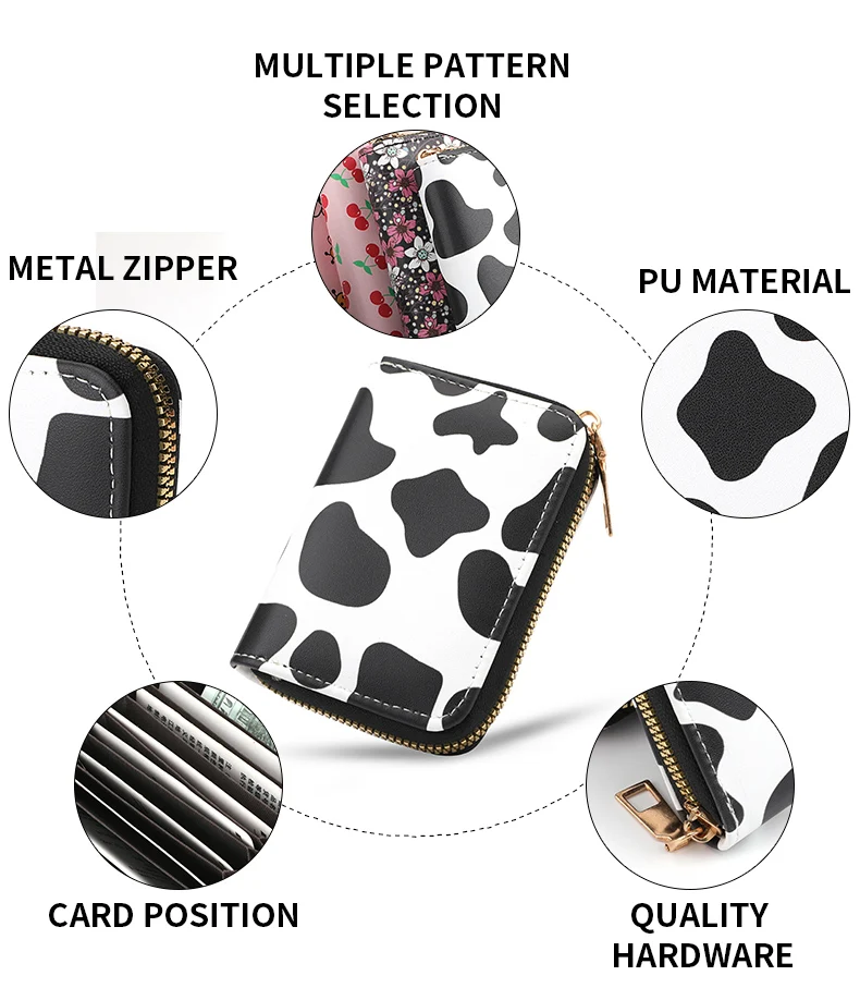 Multi Card Slot Holder Exquisite Small Girl Fashion Zipper Coin Identity Credit Card Holder PU Leather Women's Coin Purse