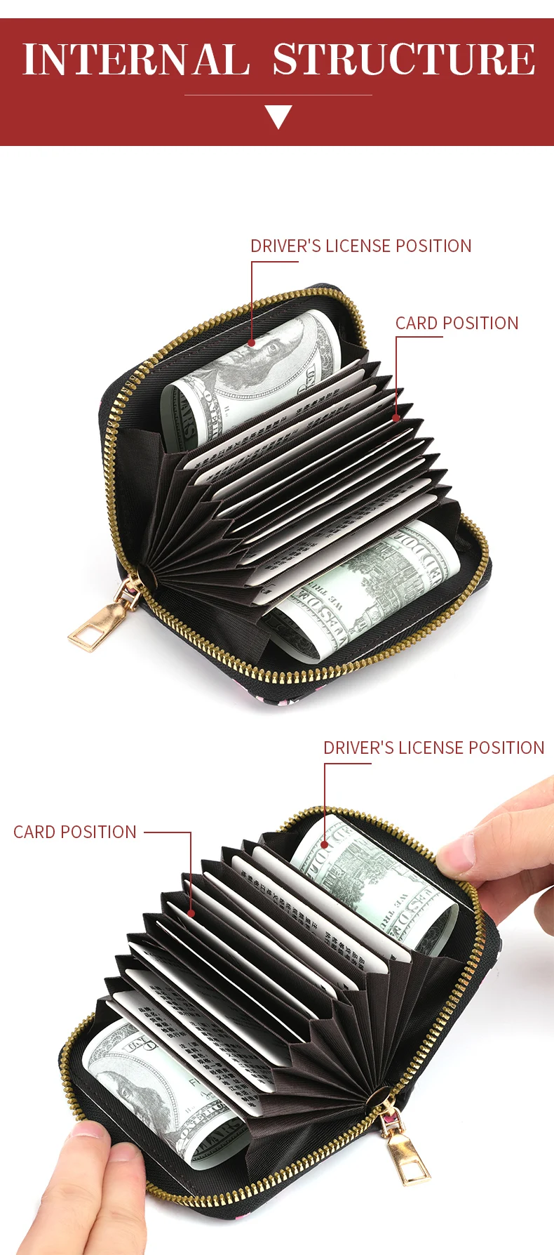 Multi Card Slot Holder Exquisite Small Girl Fashion Zipper Coin Identity Credit Card Holder PU Leather Women's Coin Purse