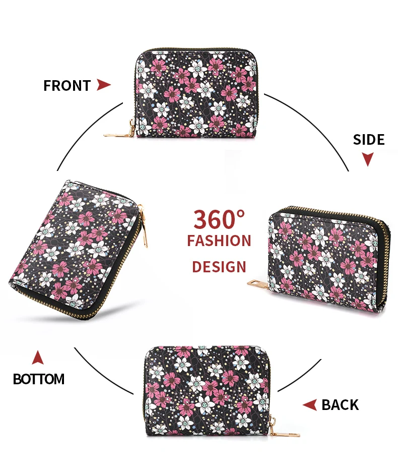 Multi Card Slot Holder Exquisite Small Girl Fashion Zipper Coin Identity Credit Card Holder PU Leather Women's Coin Purse