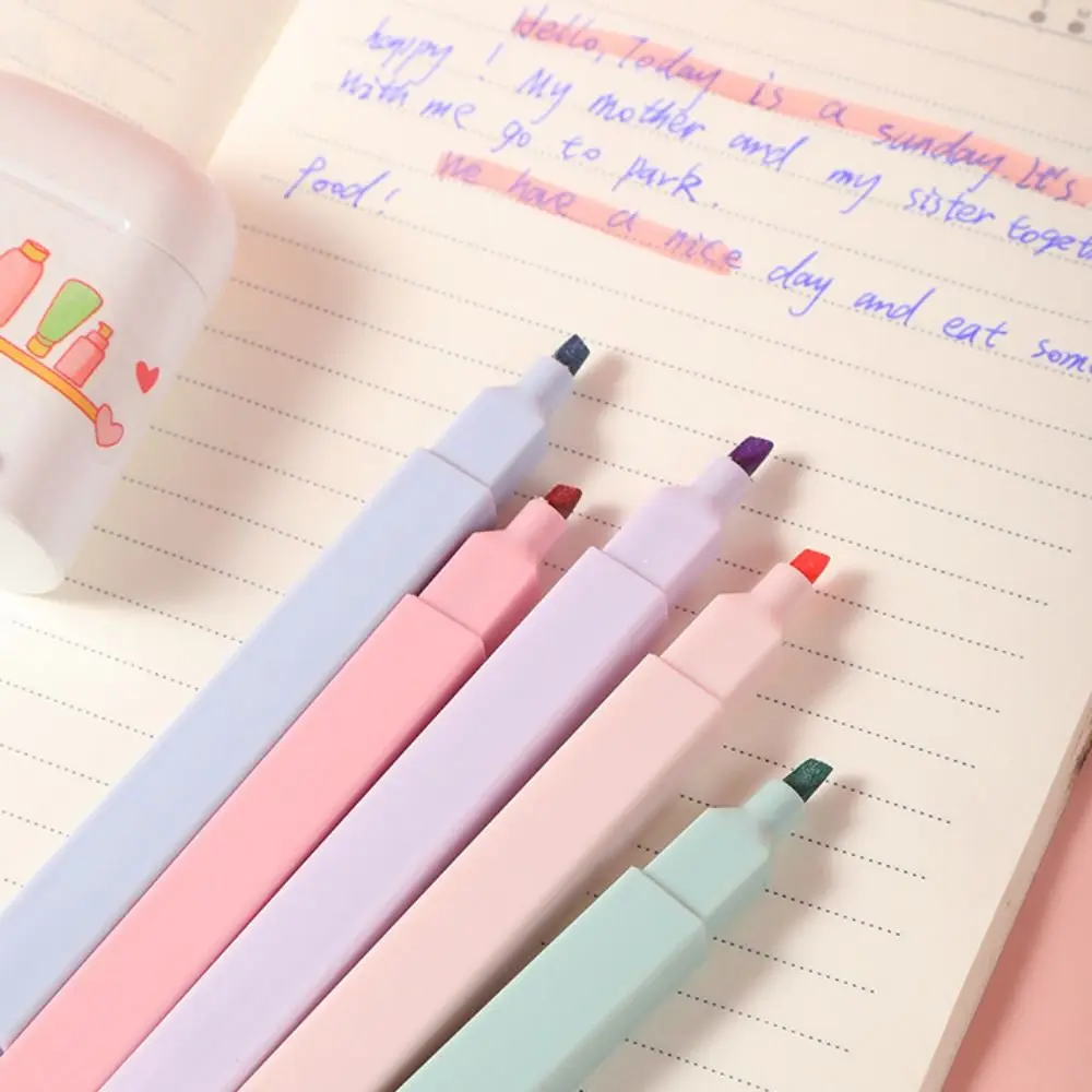 Single/Double Headed Highlighter Pens New Aesthetic Fluorescent Pastel Highlighters Stationary Supplies Colored Markers Pens