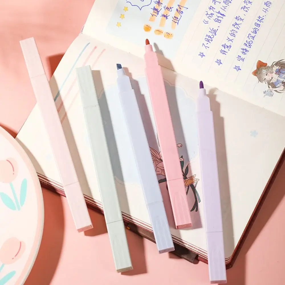 Single/Double Headed Highlighter Pens New Aesthetic Fluorescent Pastel Highlighters Stationary Supplies Colored Markers Pens