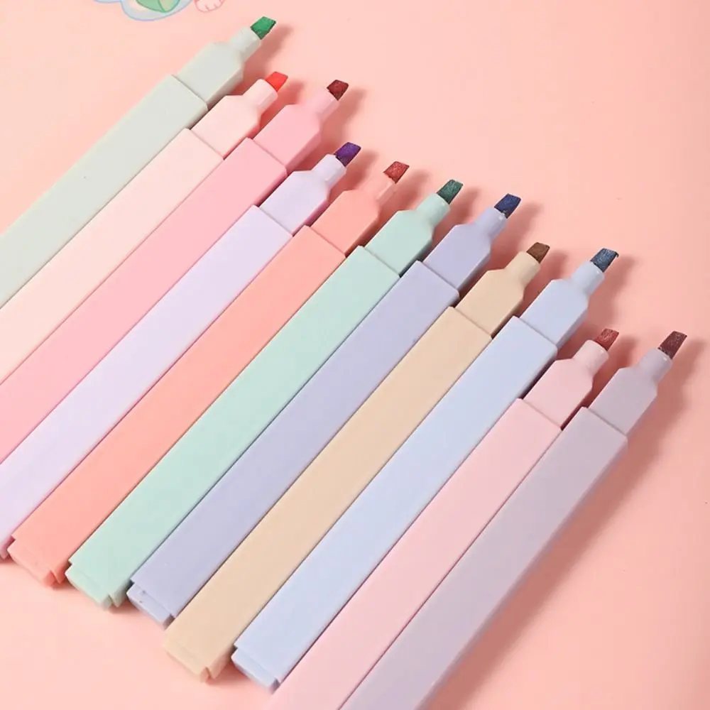 Single/Double Headed Highlighter Pens New Aesthetic Fluorescent Pastel Highlighters Stationary Supplies Colored Markers Pens