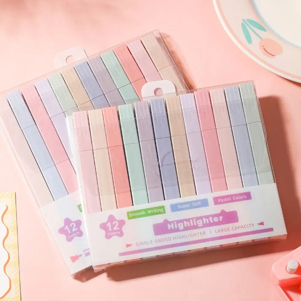 Single/Double Headed Highlighter Pens New Aesthetic Fluorescent Pastel Highlighters Stationary Supplies Colored Markers Pens