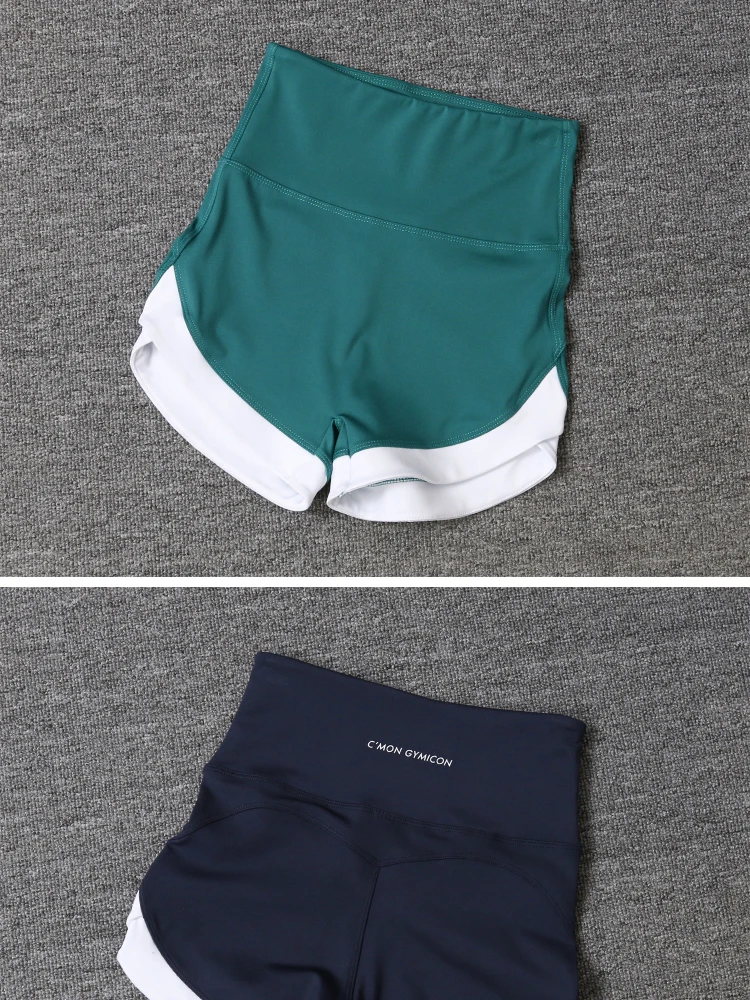 2024 New Color Contrast High Waist Sports Shorts Tight Elastic Peach Hip Training Fitness Yoga Hot Pants