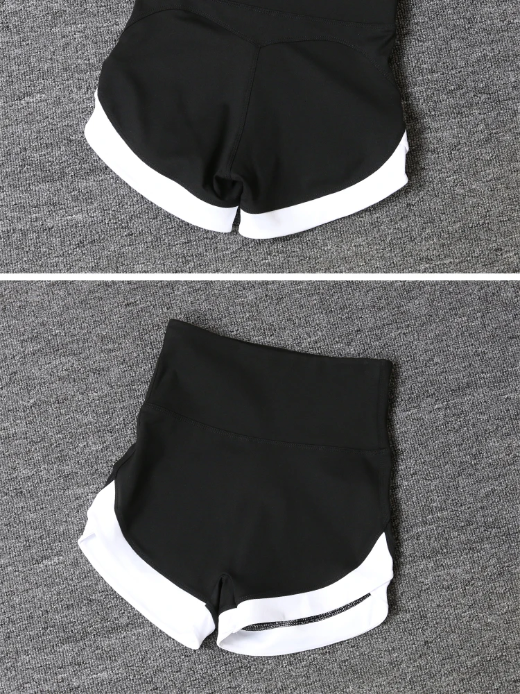 2024 New Color Contrast High Waist Sports Shorts Tight Elastic Peach Hip Training Fitness Yoga Hot Pants