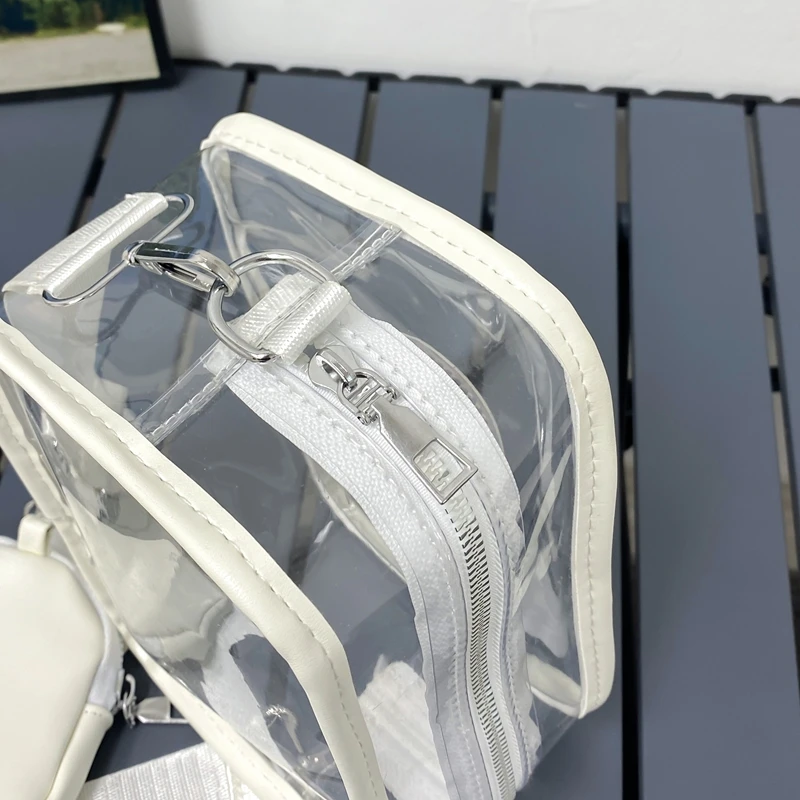 New Transparent PVC Fashion Women's Bag With Love Pattern Leisure Shoulder Bag Travel Belt Zero Wallet Versatile Crossbody Bag