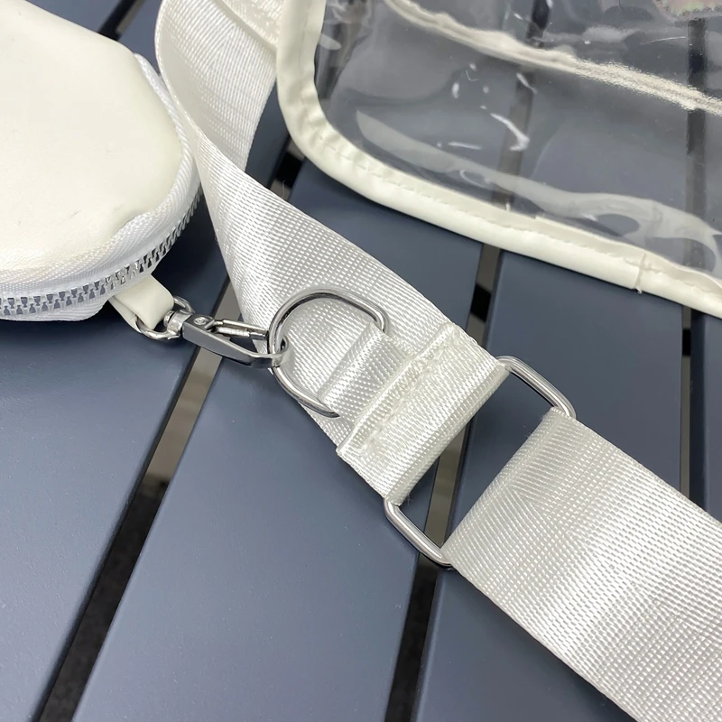 New Transparent PVC Fashion Women's Bag With Love Pattern Leisure Shoulder Bag Travel Belt Zero Wallet Versatile Crossbody Bag