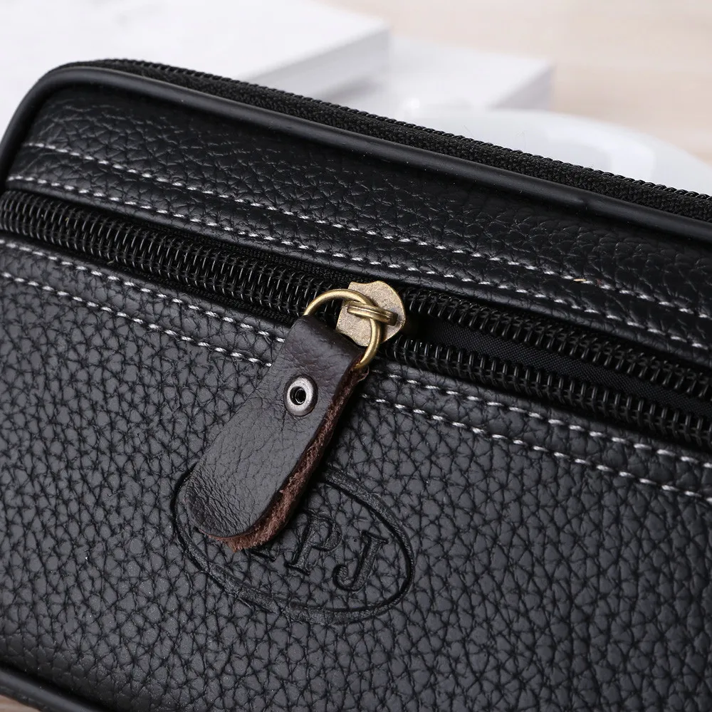 Men Multi-Function Mini Clutches Pu Leather Double Layer Zipper Phone Card Bag Classic Casual All-Match Daily Regular Clutches