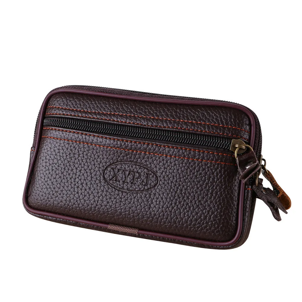 Men Multi-Function Mini Clutches Pu Leather Double Layer Zipper Phone Card Bag Classic Casual All-Match Daily Regular Clutches