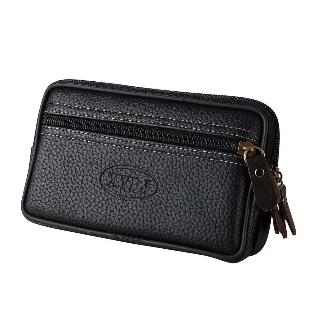 Men Multi-Function Mini Clutches Pu Leather Double Layer Zipper Phone Card Bag Classic Casual All-Match Daily Regular Clutches