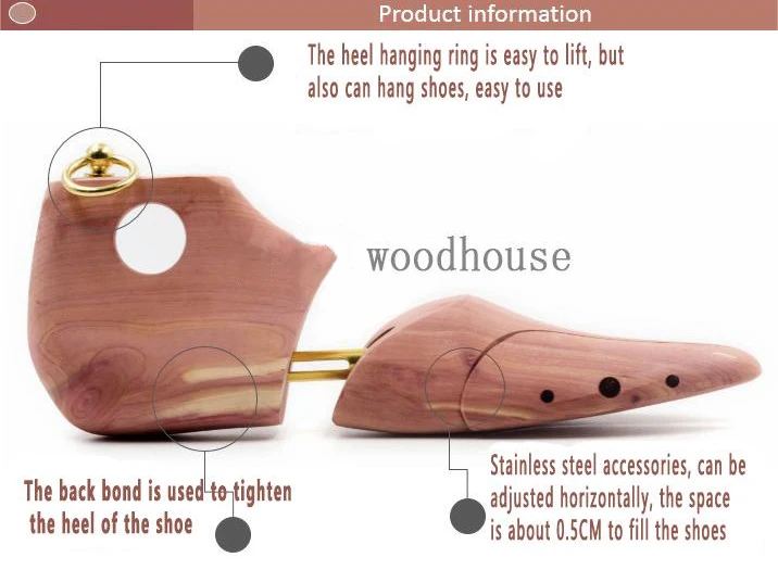 Men's and Women's Single Tube Adjustable Red Cedar Short Boots Wood Shoe Tree