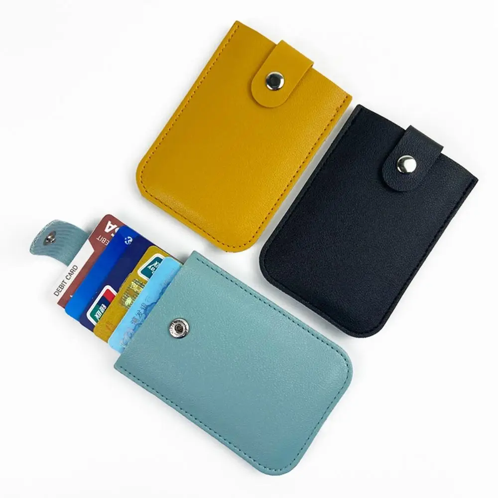 Pull-out Type Mini Card Wallet Creative 5 Card Pockets PU Leather Business Card Case Laminated Concealed ID Card Holder Women