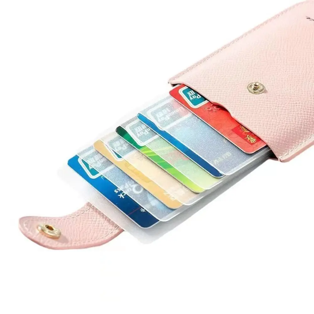 Pull-out Type Mini Card Wallet Creative 5 Card Pockets PU Leather Business Card Case Laminated Concealed ID Card Holder Women