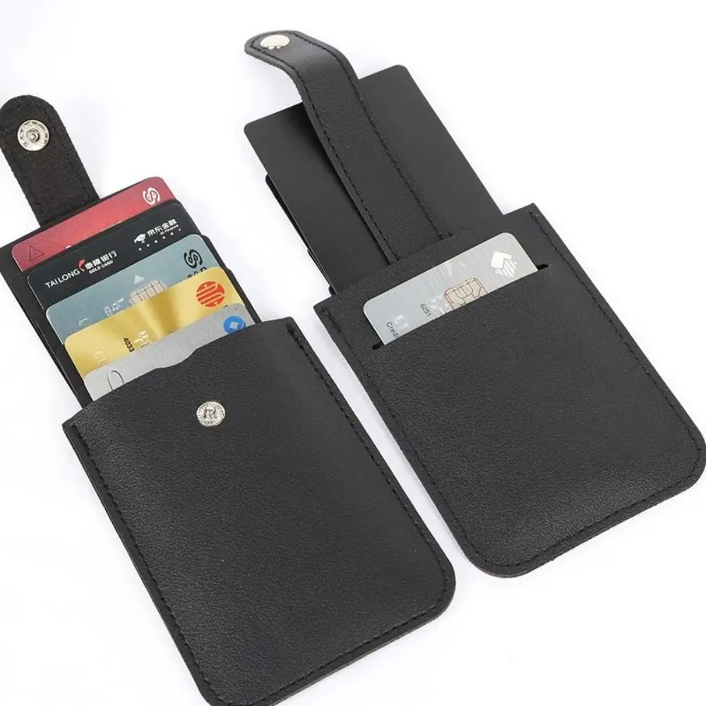 Pull-out Type Mini Card Wallet Creative 5 Card Pockets PU Leather Business Card Case Laminated Concealed ID Card Holder Women