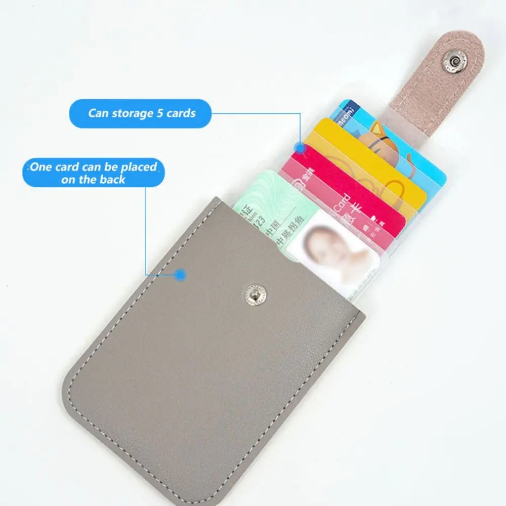 Pull-out Type Mini Card Wallet Creative 5 Card Pockets PU Leather Business Card Case Laminated Concealed ID Card Holder Women