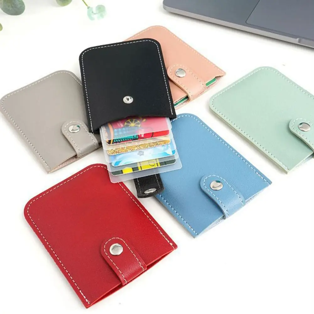 Pull-out Type Mini Card Wallet Creative 5 Card Pockets PU Leather Business Card Case Laminated Concealed ID Card Holder Women