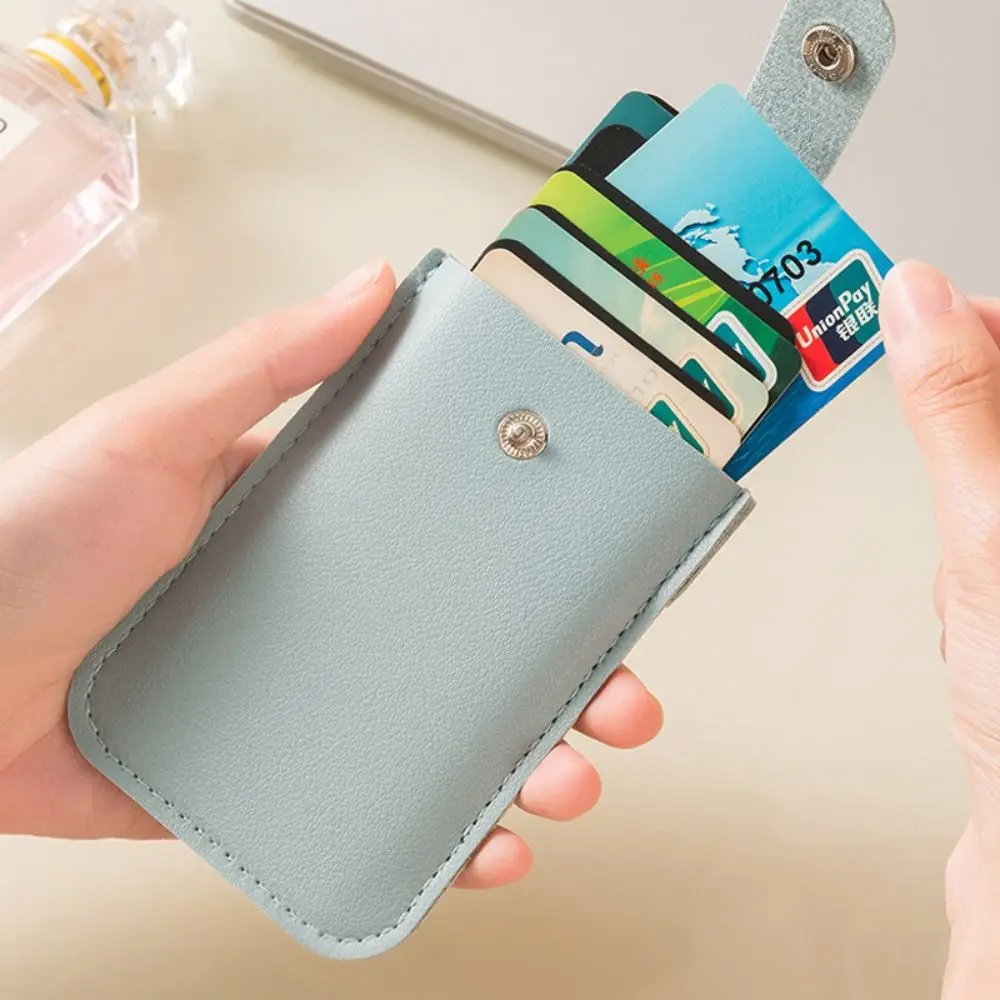 Pull-out Type Mini Card Wallet Creative 5 Card Pockets PU Leather Business Card Case Laminated Concealed ID Card Holder Women
