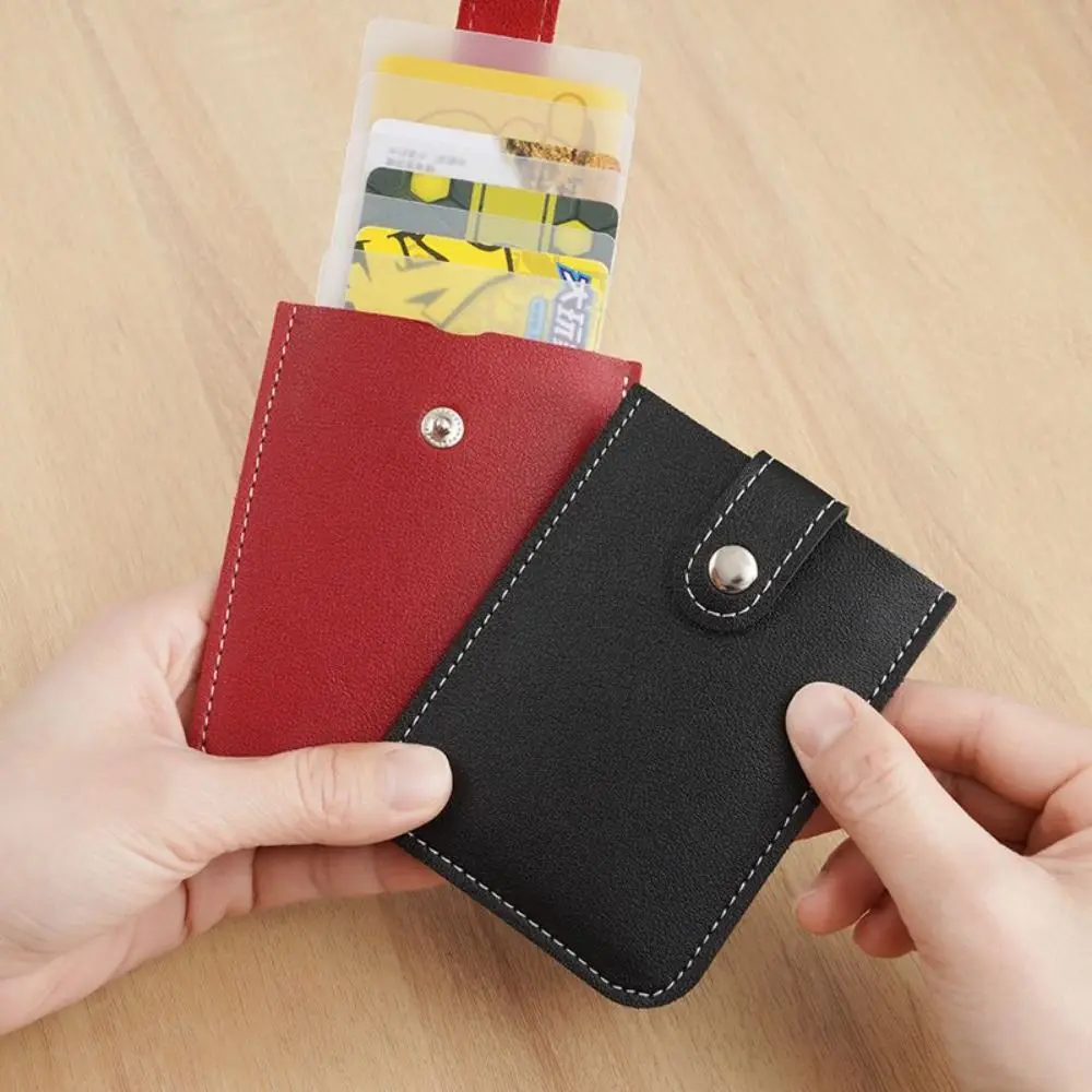 Pull-out Type Mini Card Wallet Creative 5 Card Pockets PU Leather Business Card Case Laminated Concealed ID Card Holder Women