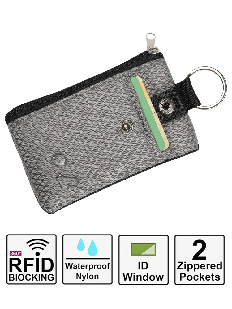 RFID portable coin purse Signal shielding anti-theft credit card swiping bag storage hanging for key kids chain earphone leather