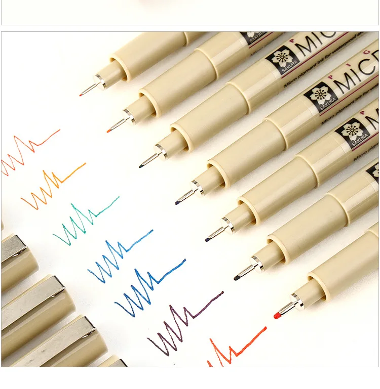 Pack of 8,Sakura Pigma Micron Pen Set 0.25mm Color Fineliner Drawing Lines Marker Pen School Student Art Supplies Supplies