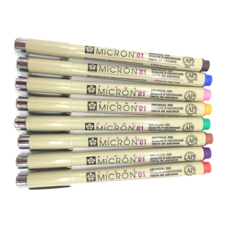 Pack of 8,Sakura Pigma Micron Pen Set 0.25mm Color Fineliner Drawing Lines Marker Pen School Student Art Supplies Supplies