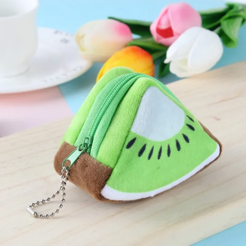 Kawaii Fruit Plush Coin Purse Girl Women Lipstick Bag Card Bags Keychain Zipper Coin Pouch Kids Mini Purse Kids Gift Cute Purse