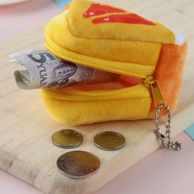 Kawaii Fruit Plush Coin Purse Girl Women Lipstick Bag Card Bags Keychain Zipper Coin Pouch Kids Mini Purse Kids Gift Cute Purse