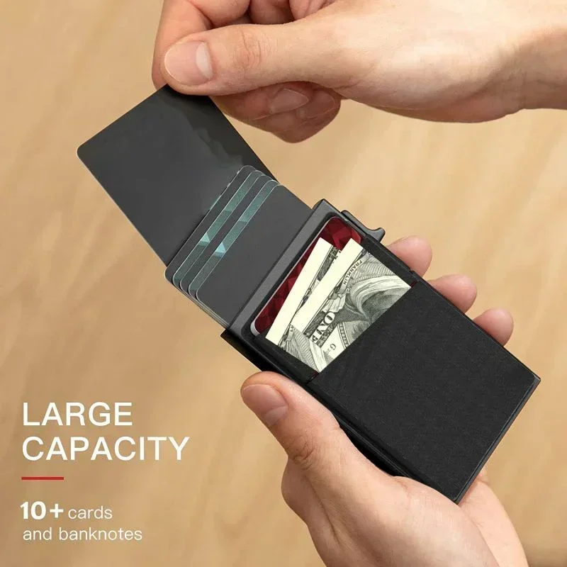 RFID Blocking Credit Card Holder Wallets Men Slim Minimalist Wallet Cardholder Case Anti Theft Metal Case Money Bag Purse Travel