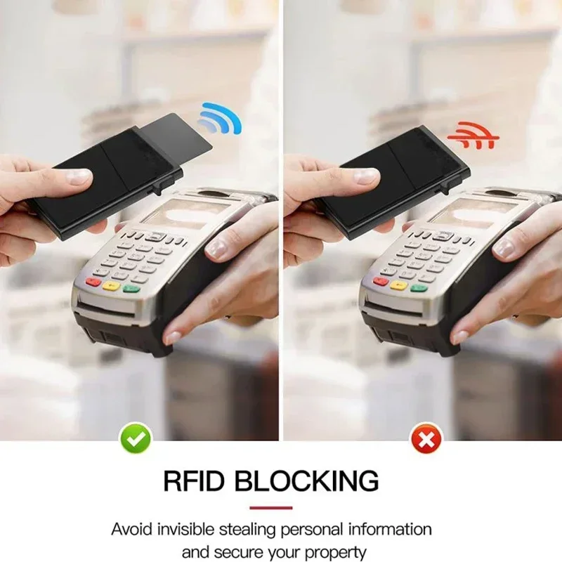 RFID Blocking Credit Card Holder Wallets Men Slim Minimalist Wallet Cardholder Case Anti Theft Metal Case Money Bag Purse Travel