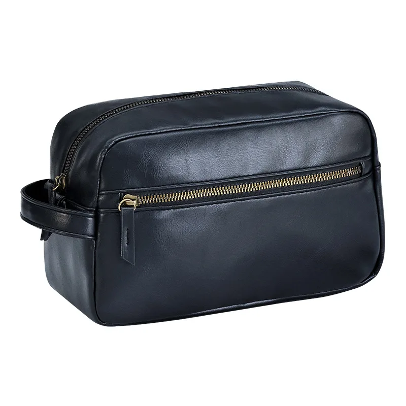 Men Business Travel Wash Toiletry Bag Waterproof PU Leather Bathroom Shaving Tools Organizer Bag Makeup Pouch Women Cosmetic Bag