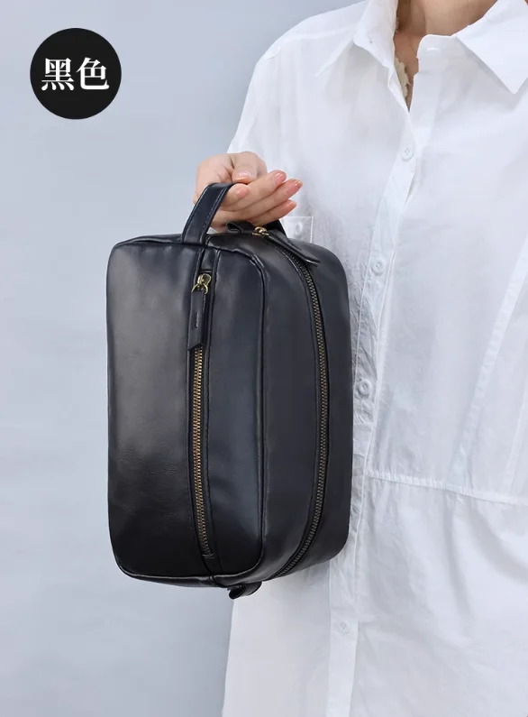 Men Business Travel Wash Toiletry Bag Waterproof PU Leather Bathroom Shaving Tools Organizer Bag Makeup Pouch Women Cosmetic Bag