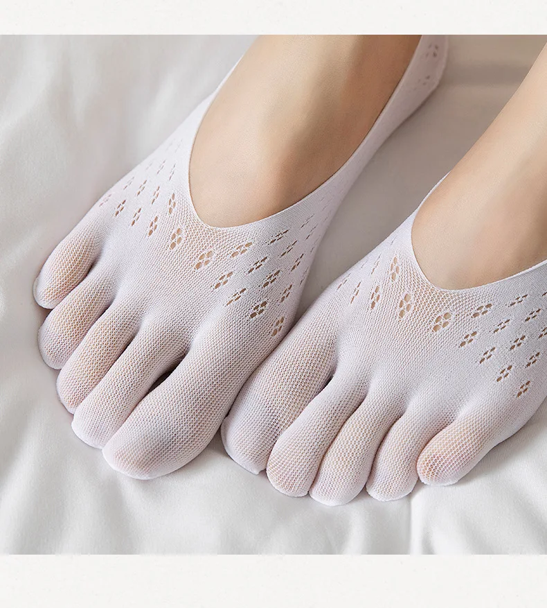 5 pairs Women Socks with Fingers Breathable Summer Ultra-thin Transparent Sock Invisible Elastic Boat Socks Comfortable Boat Sox