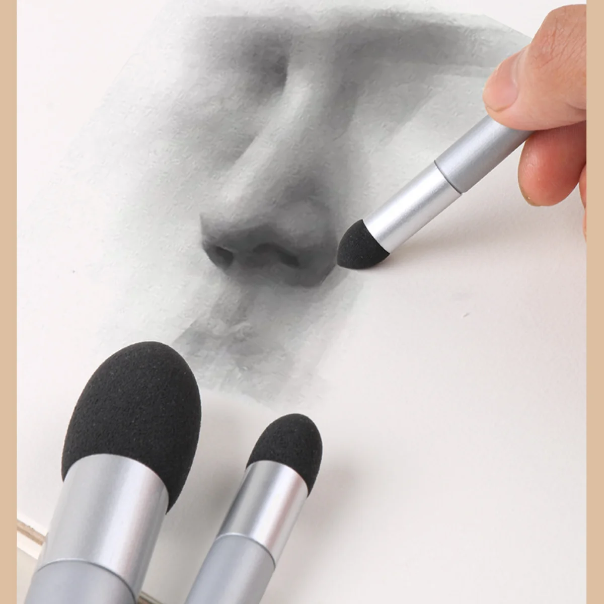 3Pcs Artist Blending Pen Washable Sketch Rubbing Sponge Brush Reusable Drawing Art Blenders Correcting Lightening & Highlight