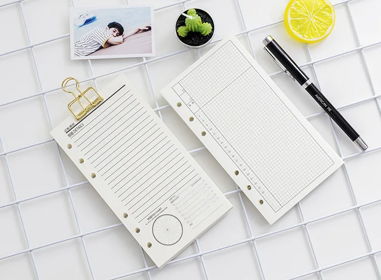 A6 40Sheets Loose Leaf Notebook Refill Spiral Binder Inner Page Grid Blank Line Diary Agenda PlannerSchool Stationery