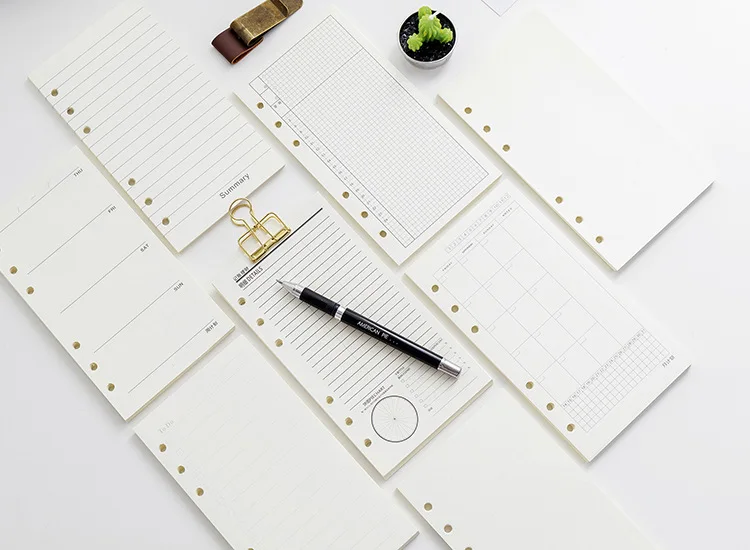 A6 40Sheets Loose Leaf Notebook Refill Spiral Binder Inner Page Grid Blank Line Diary Agenda PlannerSchool Stationery
